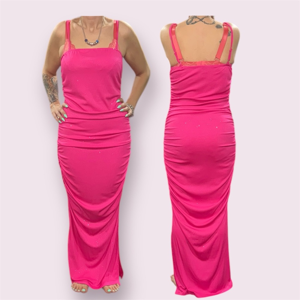 Elegant Sparkly Pink Maxi Dress